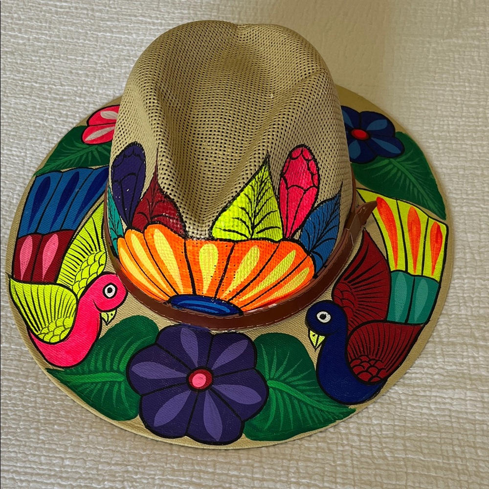 Mexican Hand Painted Hat- Artesanal Size L